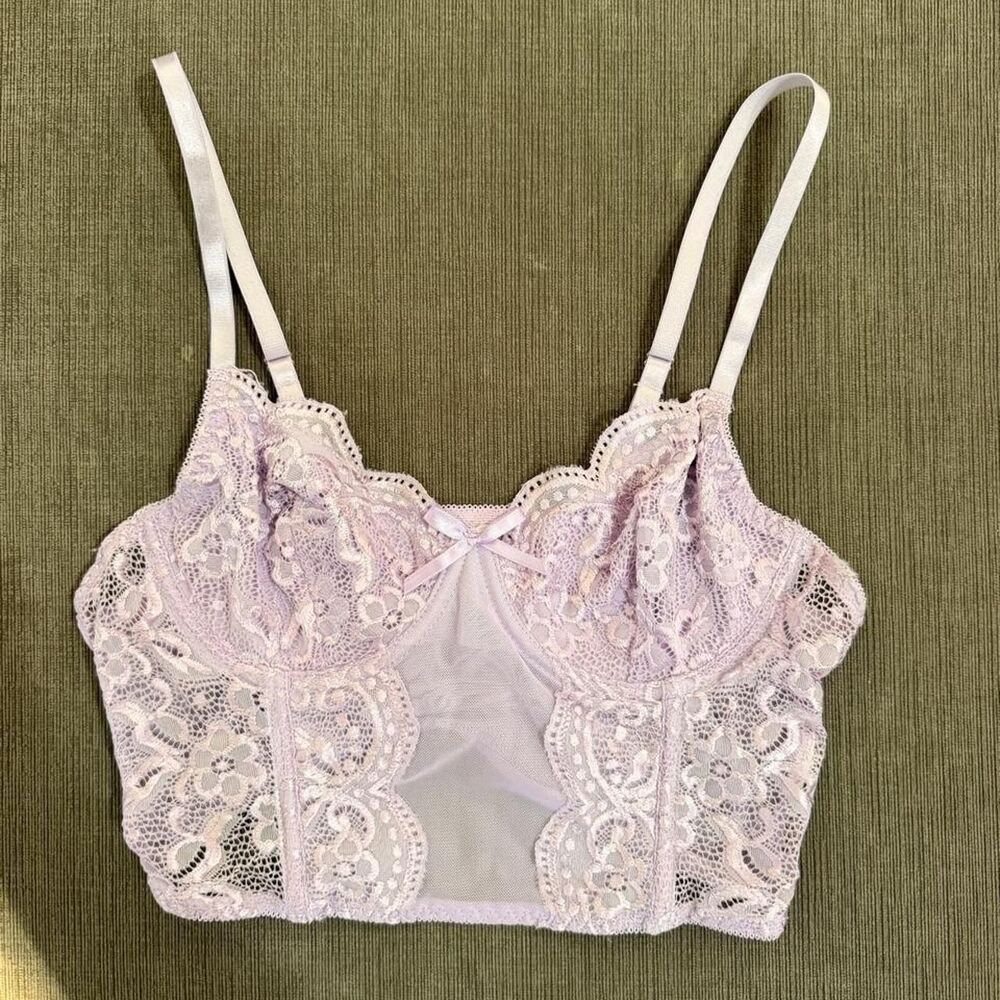 COQUETTE lavender lace bralette with mesh detailing est. size S